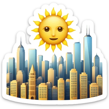 A SHINING AND RADIANT SUN WITHOUT FACE END WITH CITY OR WAVES sticker