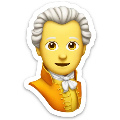 Mozart in a yellow and orange suit sticker