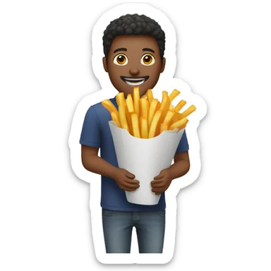 guy gifting french fries bouquet sticker
