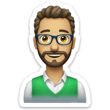 aulto con lentes barba y camisa azul y verde sticker