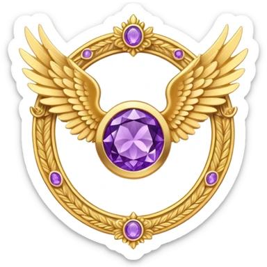 4th place award Number in frame decorated with golden angel  wings and amethyst  stone sticker