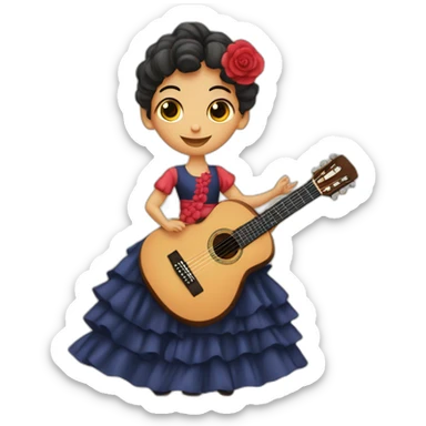 gitano-tocando-la-guitarra-con-dos-enanos-vestidos-de-flamenca sticker