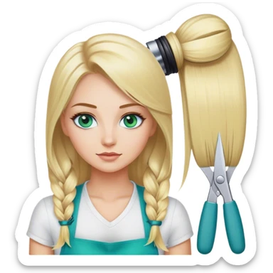Blonde bob girl hair stylist with blue green eyes  sticker