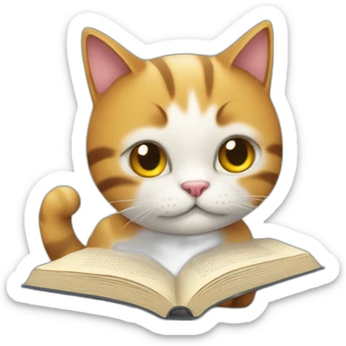 cat chilling woth a book sticker