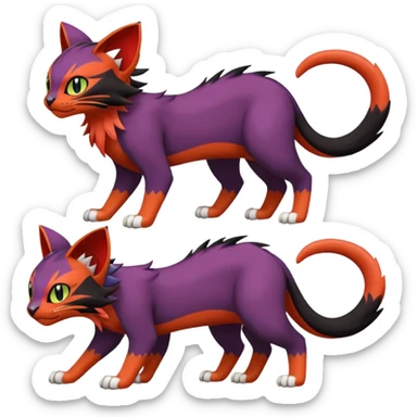 Liepard-Noivern-Litten-Sprigatito-Pokémon-fusion-creature (full body) sticker