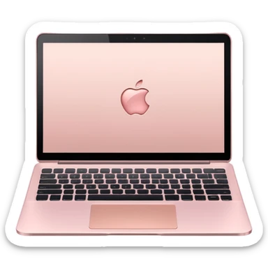 Pastel pink laptop with sleek design, metallic rose gold accents, high-end look sticker