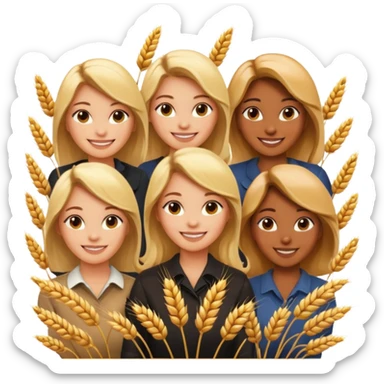 women happy satisfied in different angel with minimal wheat flying arround sticker