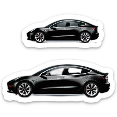 one Black color Tesla Model 3 in high speed motion side view sticker