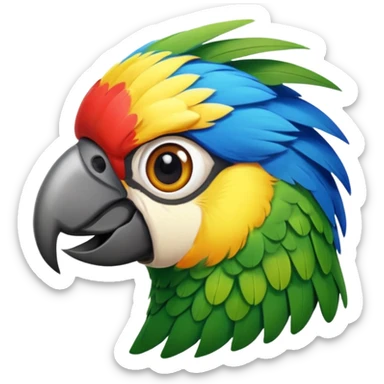 Flying parrot with a face view sticker