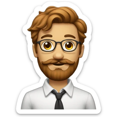 Un adolescent avec une légère barbe marron et une légère moustache, avec les cheveux court et qui tombe en avant sticker