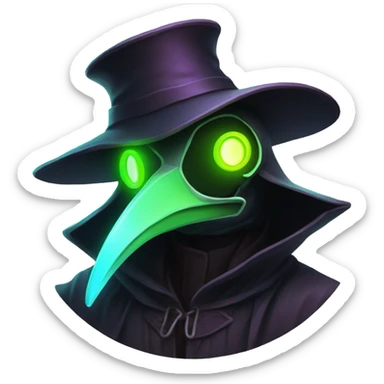 plague doctor with neon highlights sticker