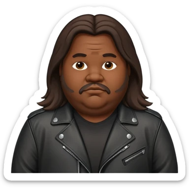 Long hair ld fat men in leather jacket sticker