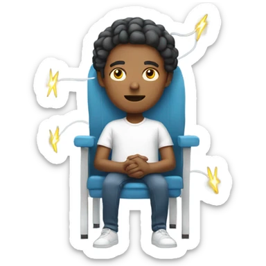 person sitting in chair with eyes closed electricity around them sticker