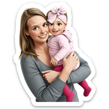 smiling girls with baby sticker