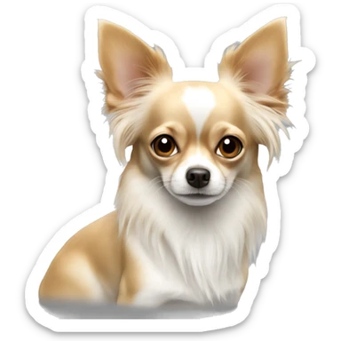 white and caramel colour chihuahua half long haired sticker