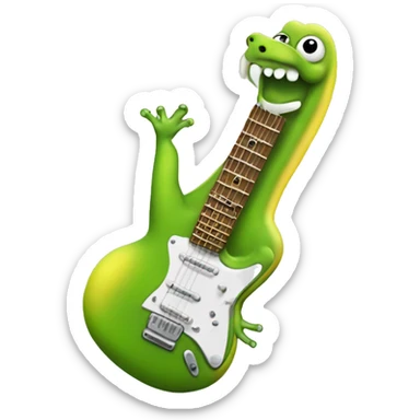 Happy slimy slug playing electric guitar sticker