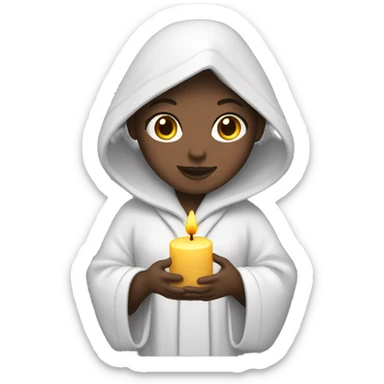 White girl wearing grey robe holding candle  sticker