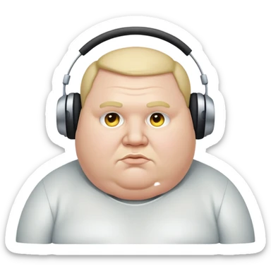 Fat guy listening techno sticker
