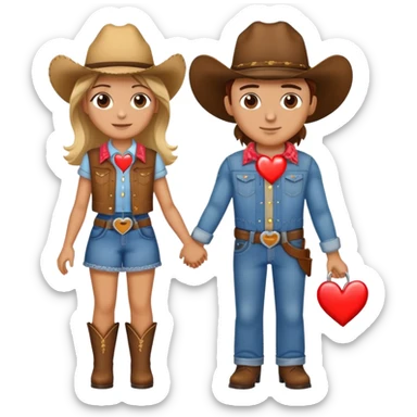 Cowboy and cowgirl with a heart in between  sticker