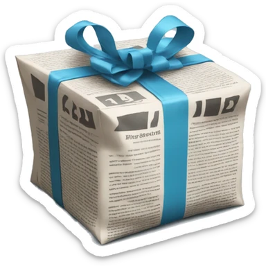 present wrapped in newspaper sticker