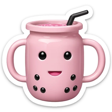 Pink mug with bubble tea, Without a face, Just a pink bubble tea mug sticker