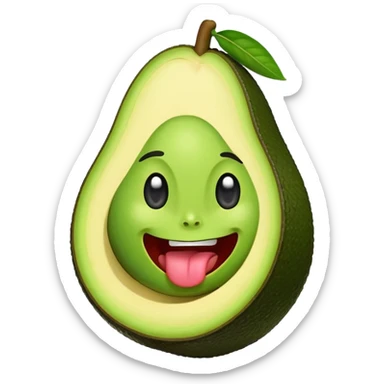 A smiling avocago with its tongue out to the side sticker