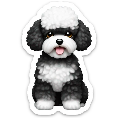 black and white little toy poodle sticker