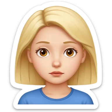 use this girl character, she is doing a thinking facial expression sticker