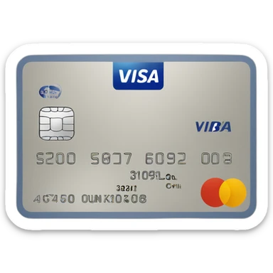 Visa bank card with numbers sticker