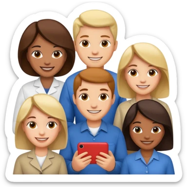 a group of people building something together, looking happy sticker