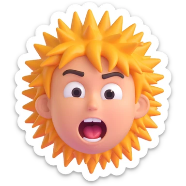 emoji with spiky messy hair, droopy eyelids, open mouth yelling, showing exhaustion and frustration sticker