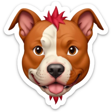 very tattoed face pitbull dog with red spiky hair sticker