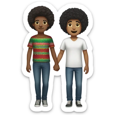 Mexican boy and Afro holding hands sticker