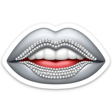 Silver lips with silver rhinestones sticker