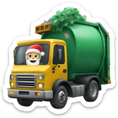 Santa Claus driving a garbage truck sticker