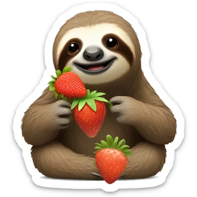 Sloth eating a strawberry  sticker