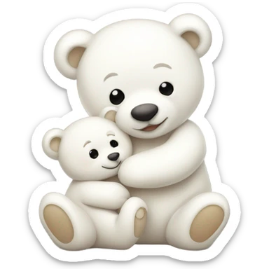 Happy white momma teddy bear hugging a happy white baby bear sticker