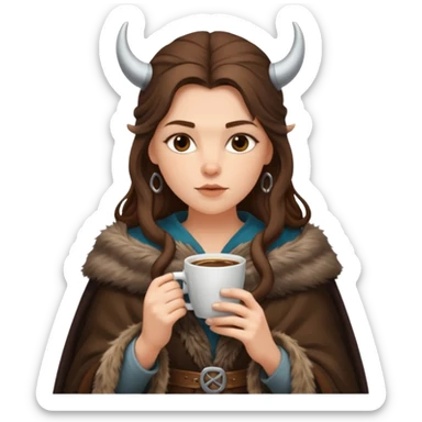 viking brunette woman drinking coffee sticker