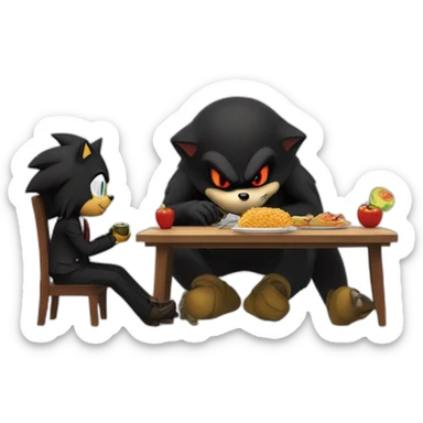 shadow the hedgehog eating lunch with karl marx sticker