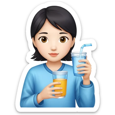 Chinese girl holding a water cup sticker