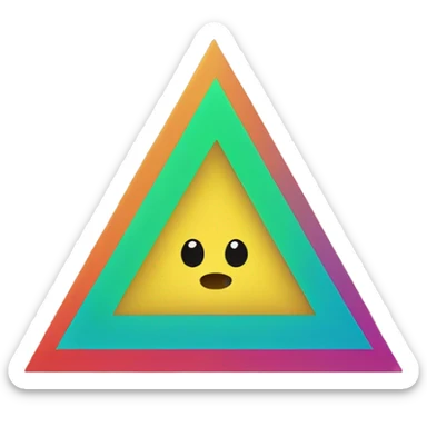 A triangle in the middle made of the colorful lines sticker