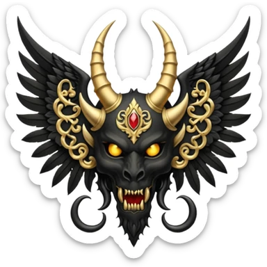 holy emblem with black wings with horn demon sticker