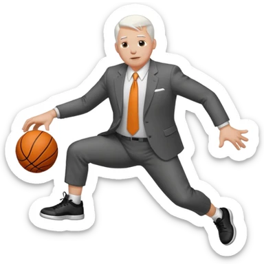bald fat guy with white hair on the sides in a suit dunking basketball sticker