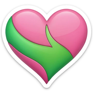 Half pink and half green heart sticker