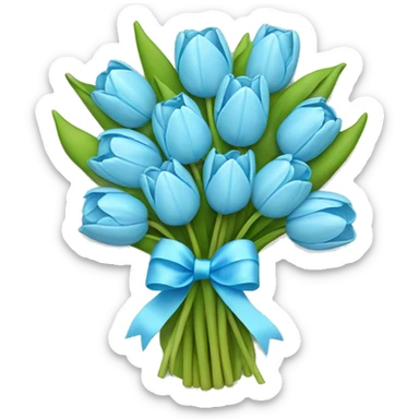 light blue tulip bouquet with bows cute  sticker