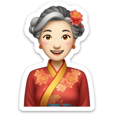 Chinese senior lady with nice smile dressed Chinese traditionaltradition Chinese sticker