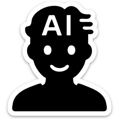 A person with a smile and AI-inspired hairstyle sticker