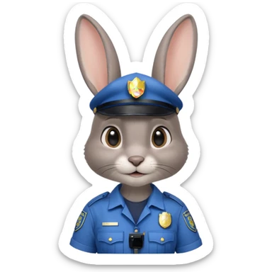 Judy Hopps (gray rabbit with a police suit, without a cap, big ear) from the Zootopia Disney movie sticker