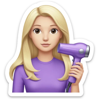 blonde with long hair and a light purple Dyson hair dryer sticker
