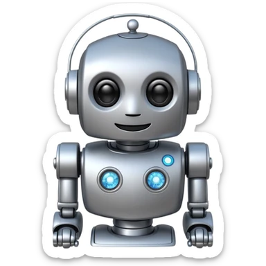 robot with a smiling face and sparkles sticker